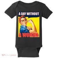 A Day Without A Woman Rosie Riveter WWII Poster Baby Bodysuit thumb 0
