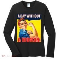 A Day Without A Woman Rosie Riveter WWII Poster Women's Long Sleeve Shirt thumb 0