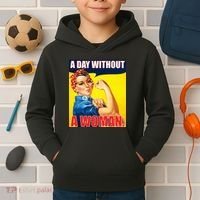 A Day Without A Woman Rosie Riveter WWII Poster Kids Hoodie thumb 2