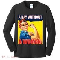 A Day Without A Woman Rosie Riveter WWII Poster Kids Long Sleeve Shirt thumb 0