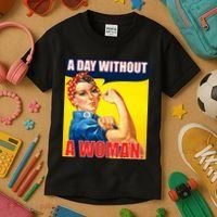 A Day Without A Woman Rosie Riveter WWII Poster Kids T-Shirt thumb 3