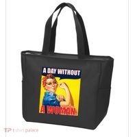 A Day Without A Woman Rosie Riveter WWII Poster Tote Bag thumb 3
