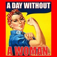 A Day Without A Woman Rosie Riveter WWII Poster Santa Hat thumb 1