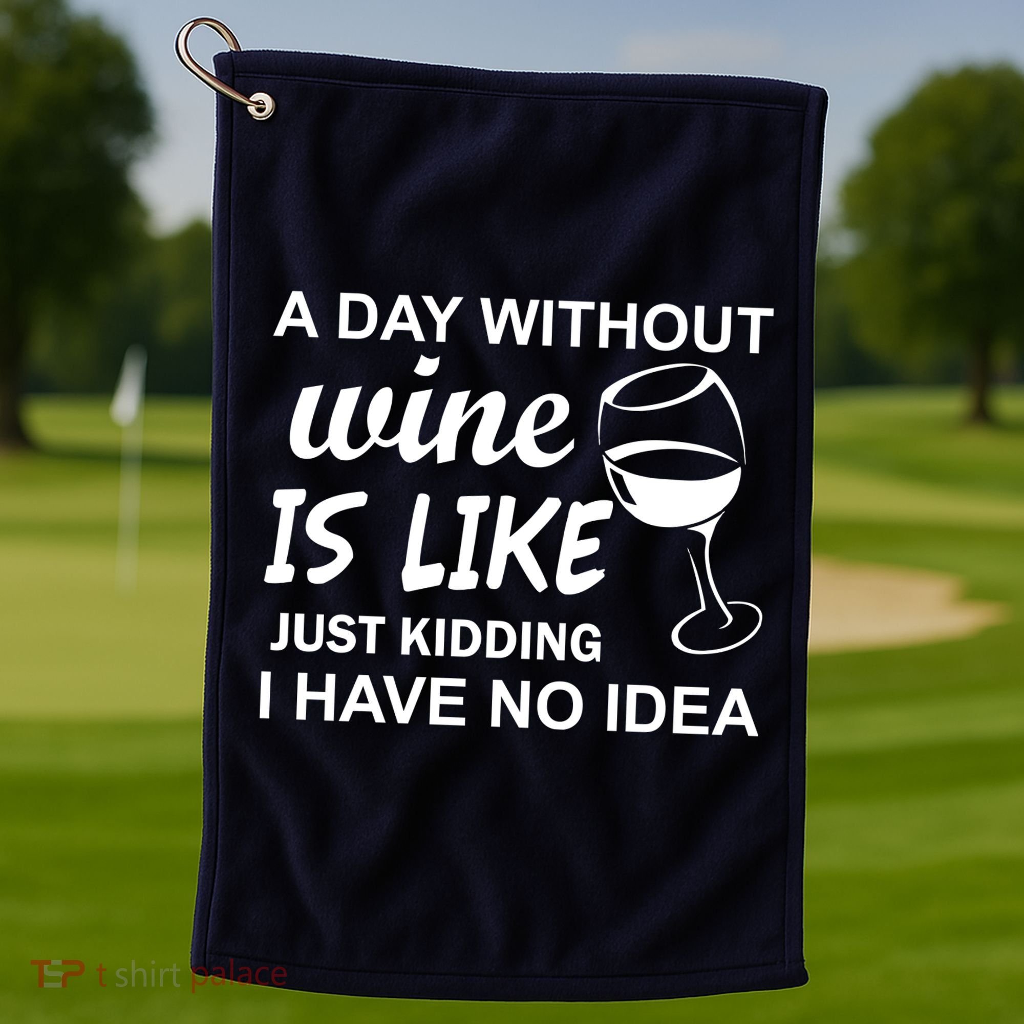 A Day Without Wine Is like Just Kidding I Have No idea Golf Towel