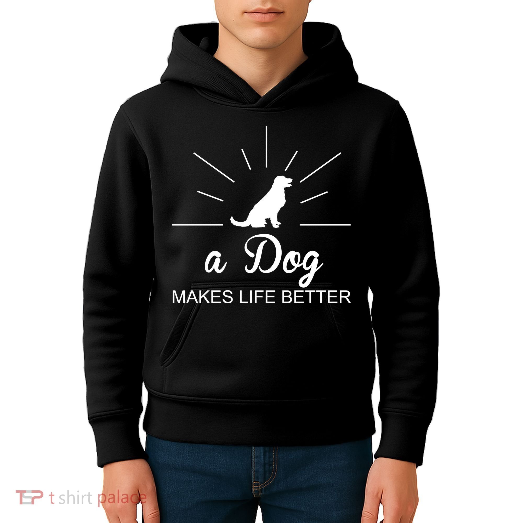 A Dog Makes Life Better Kids Hoodie