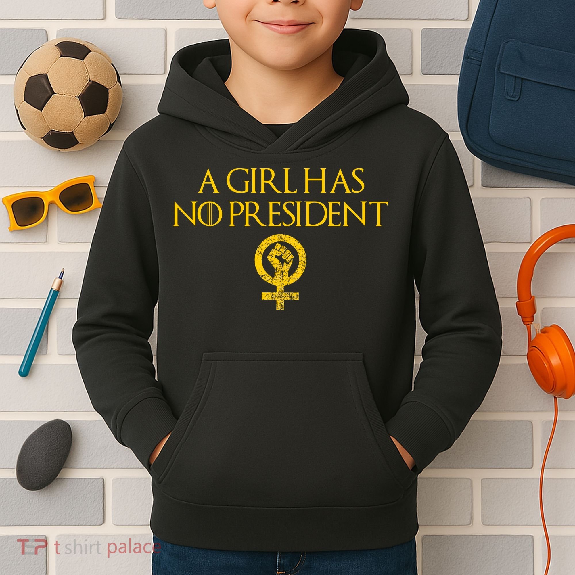 A Girl Has No President Resist Anti Trump Kids Hoodie