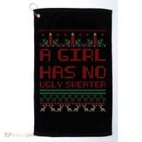A Girl Has No Ugly Sweater Funny Christmas Golf Towel thumb 0