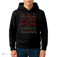 A Girl Has No Ugly Sweater Funny Christmas Kids Hoodie thumb 4