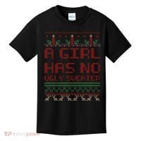 A Girl Has No Ugly Sweater Funny Christmas Kids T-Shirt thumb 0