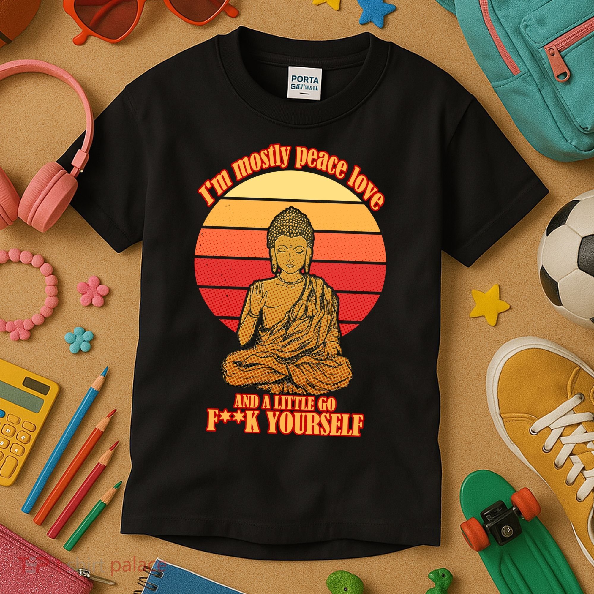 A little Go F**k Yourself Funny Buddha Kids T-Shirt