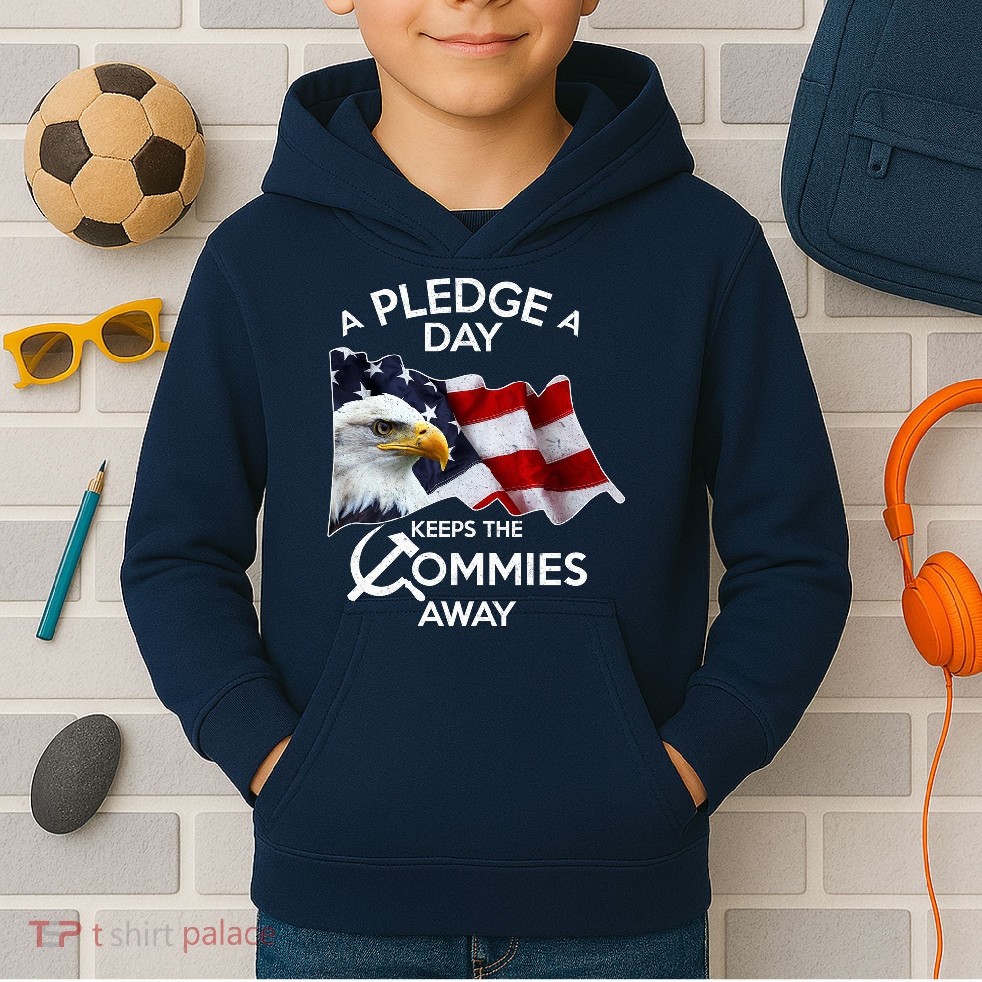 A Pledge A Dat Keeps The s Commies Away Kids Hoodie