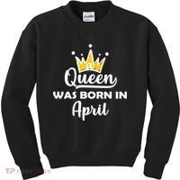 A Queen Was Born In April Birthday Kids Sweatshirt thumb 0
