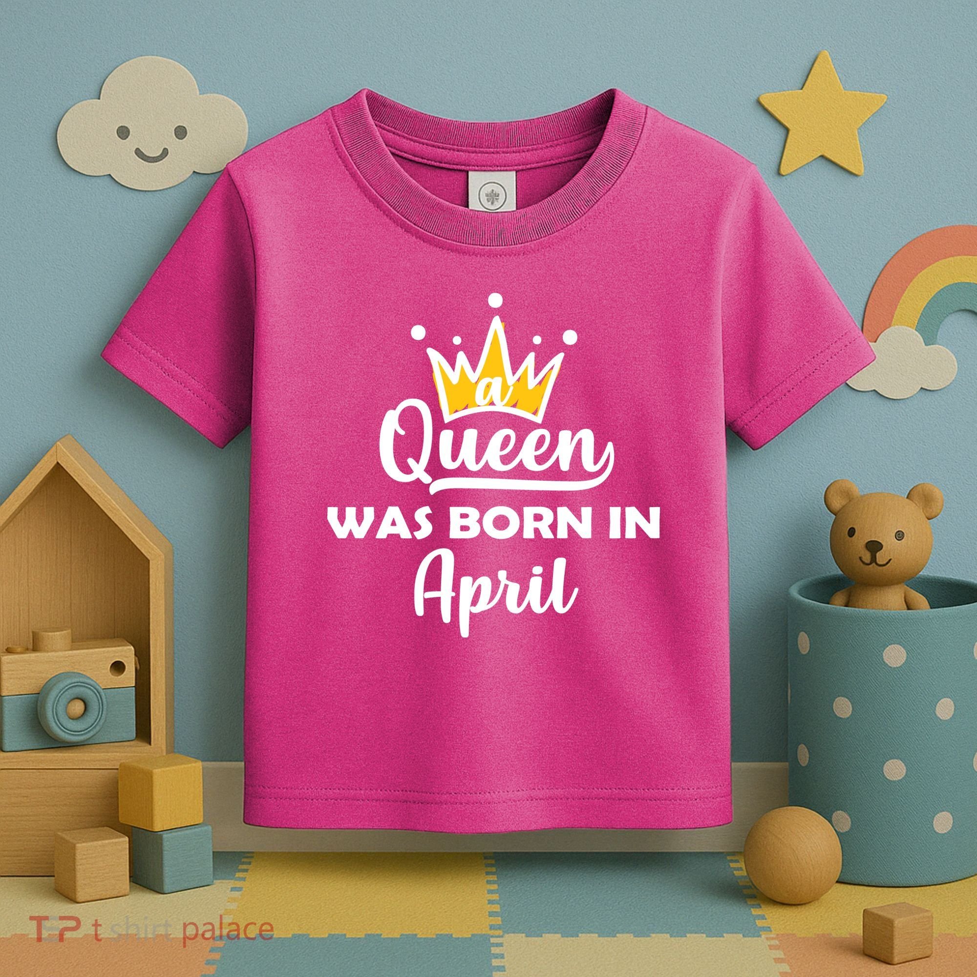 A Queen Was Born In April Birthday Toddler T-Shirt
