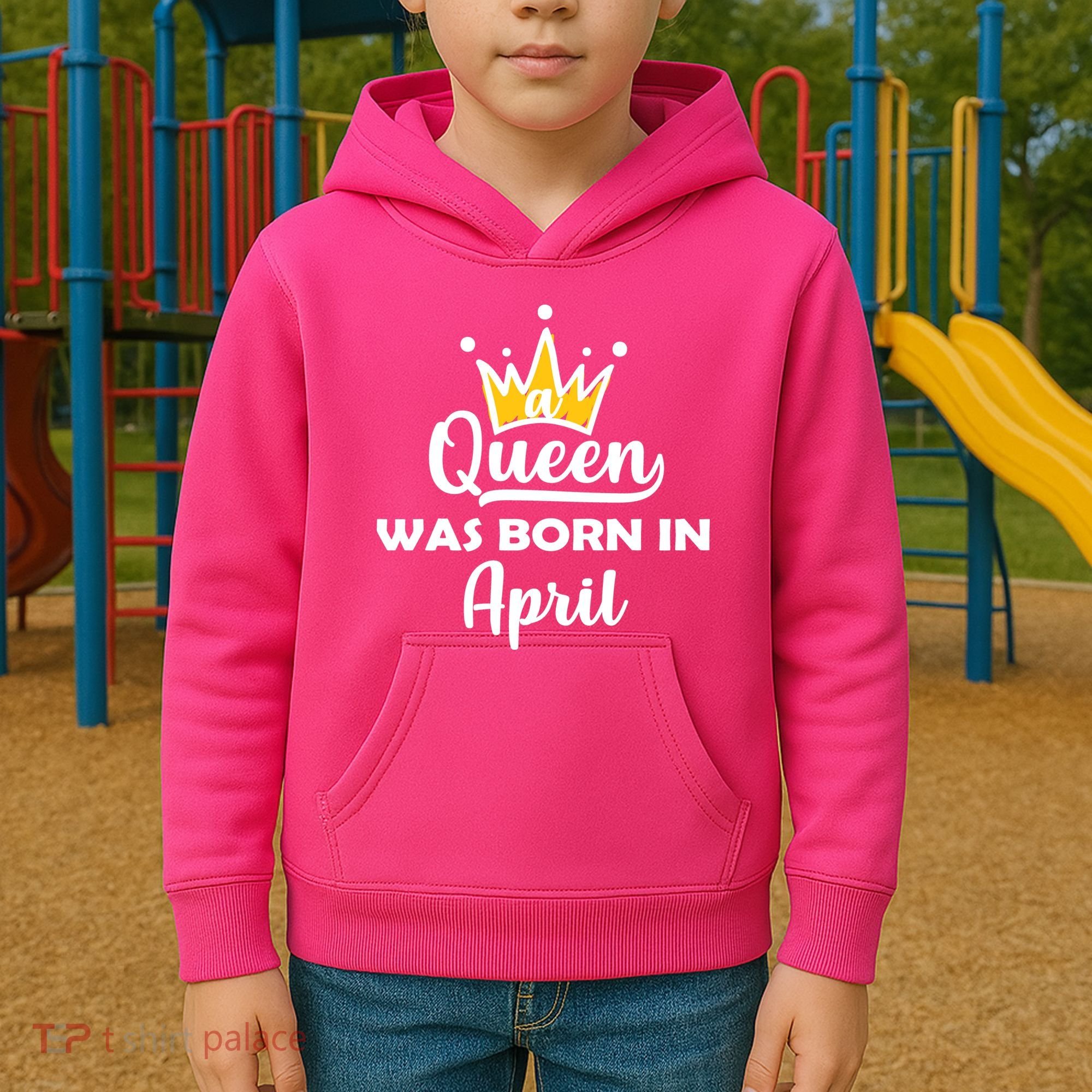 A Queen Was Born In April Birthday Kids Hoodie