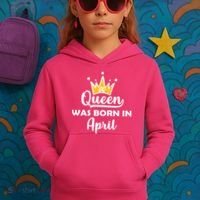 A Queen Was Born In April Birthday Kids Hoodie thumb 3