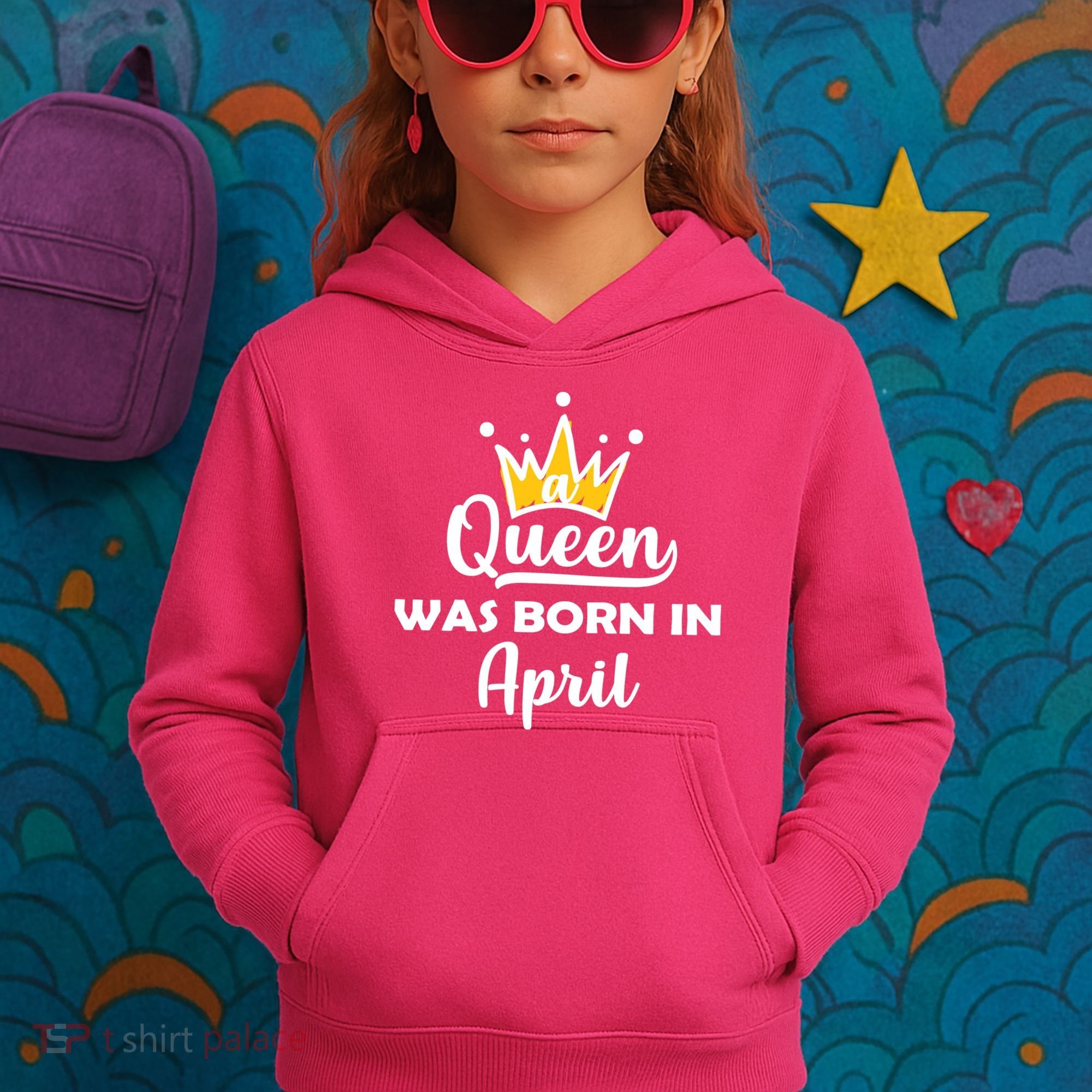 A Queen Was Born In April Birthday Kids Hoodie