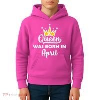 A Queen Was Born In April Birthday Kids Hoodie thumb 4