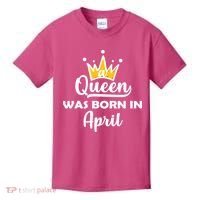 A Queen Was Born In April Birthday Kids T-Shirt thumb 0