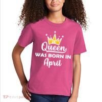 A Queen Was Born In April Birthday Kids T-Shirt thumb 2
