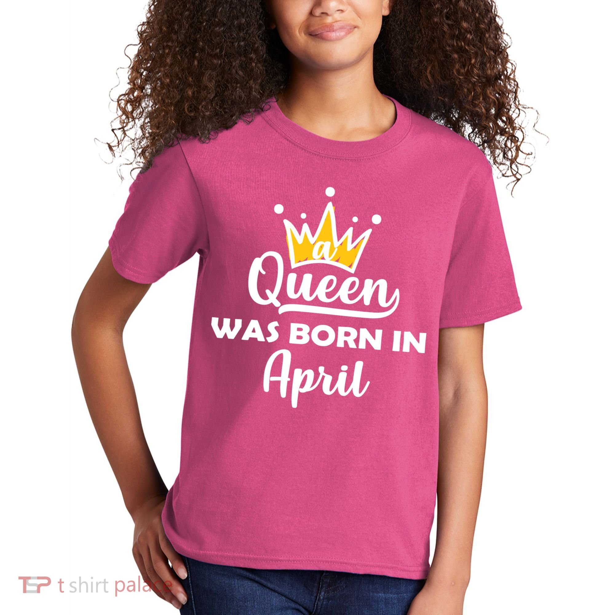 A Queen Was Born In April Birthday Kids T-Shirt