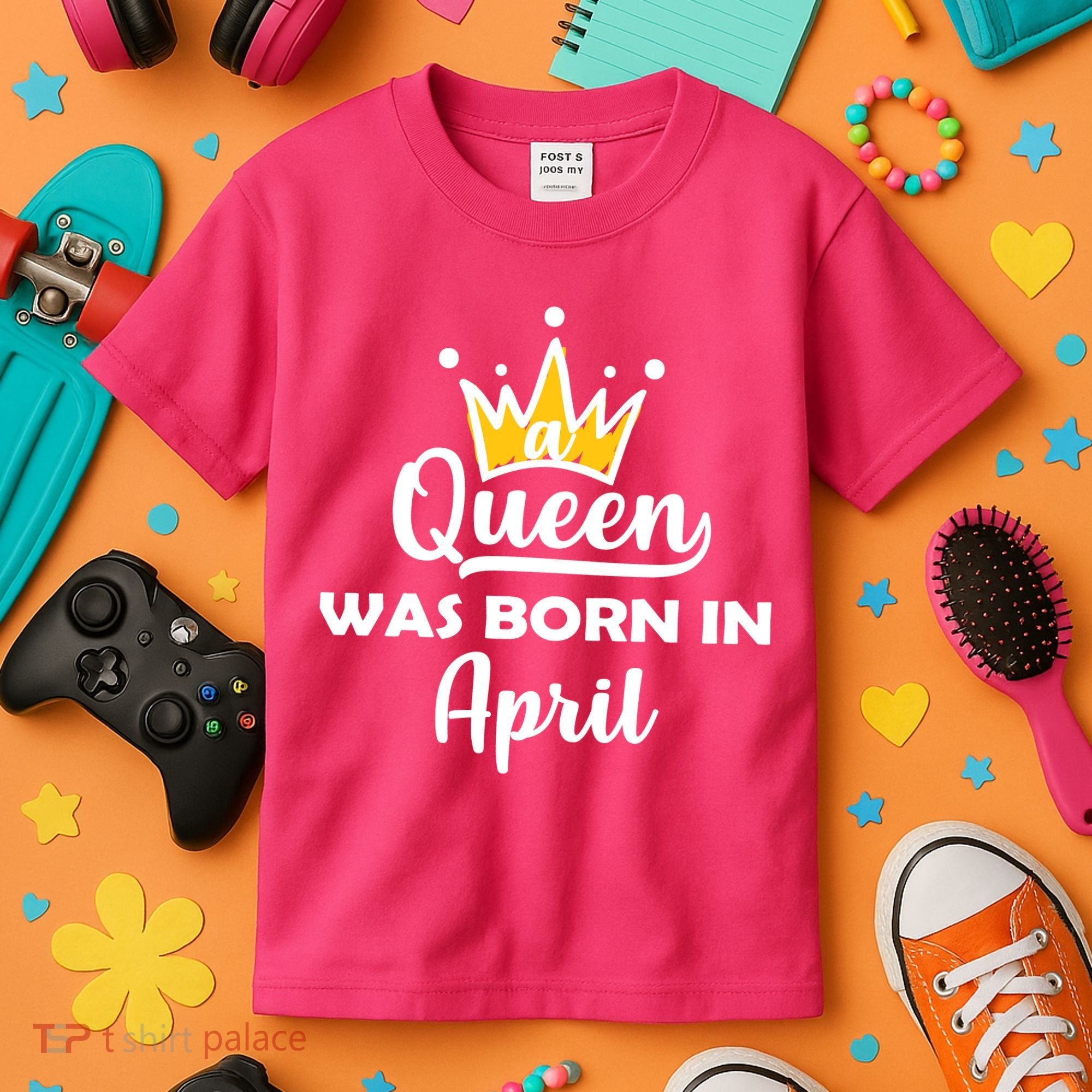 A Queen Was Born In April Birthday Kids T-Shirt