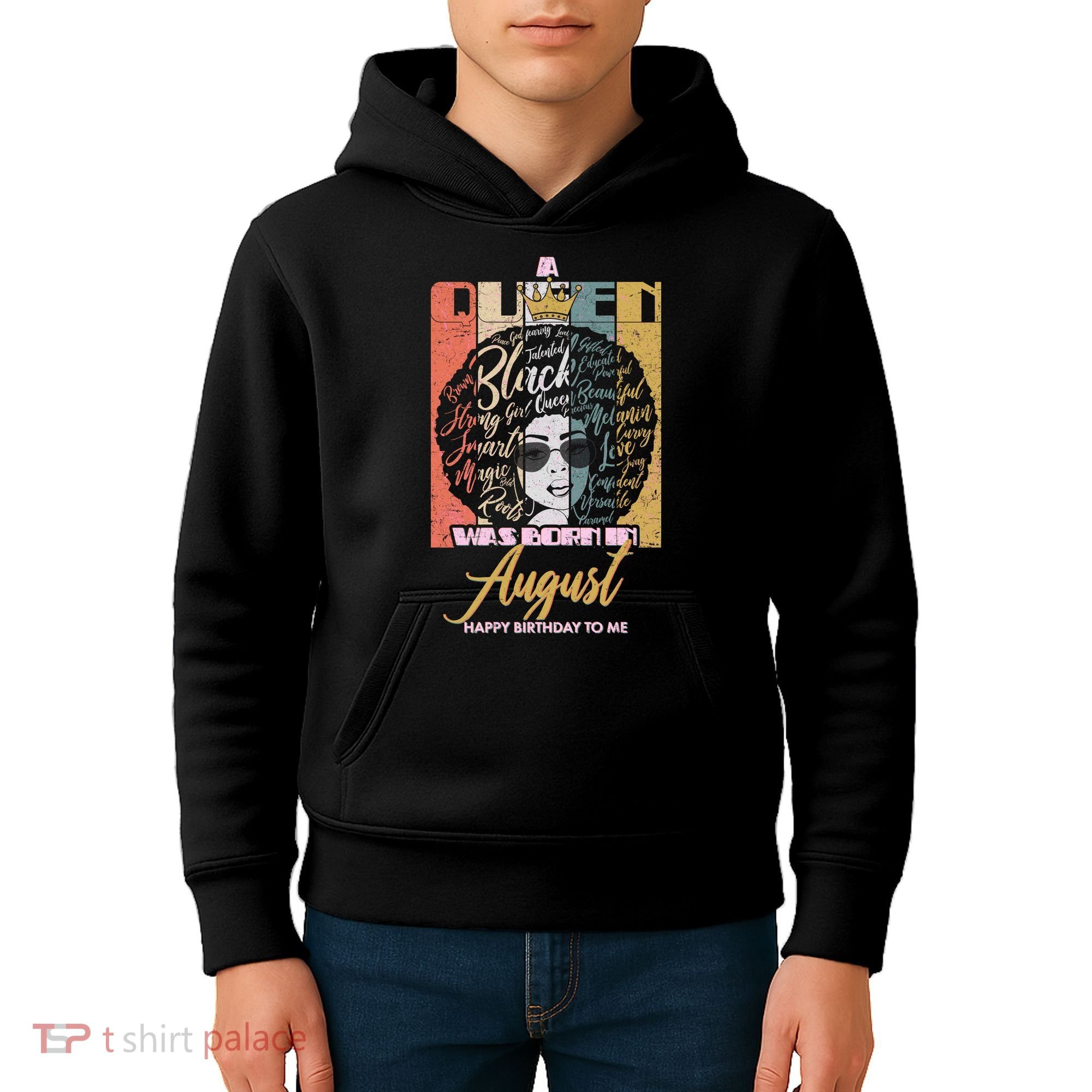 A Queen Was Born In August Kids Hoodie