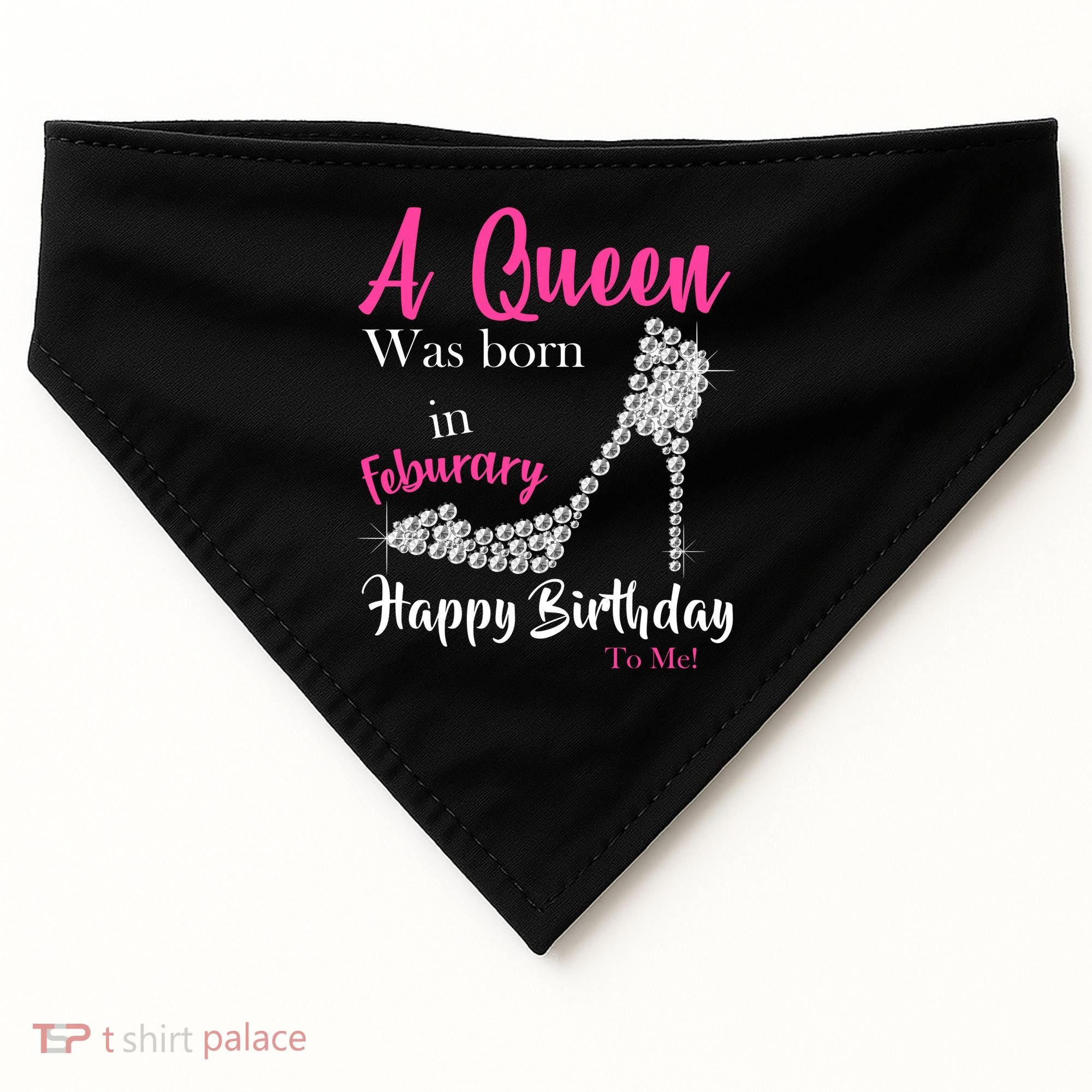 A Queen Was Born In February Birthday USA-Made Doggie Bandana