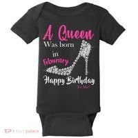 A Queen Was Born In February Birthday Baby Bodysuit thumb 0