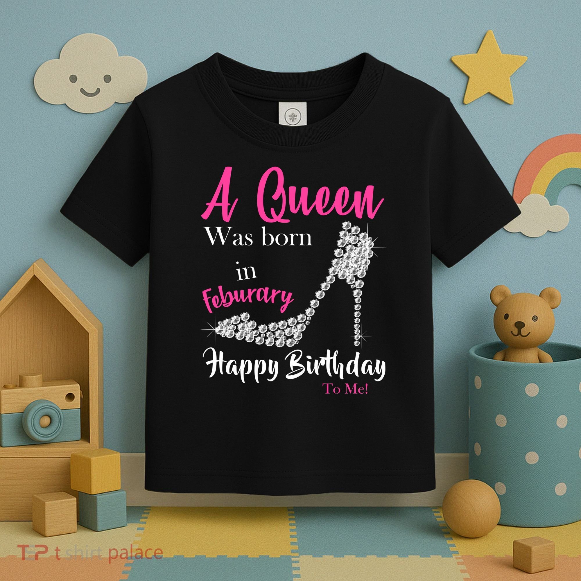 A Queen Was Born In February Birthday Toddler T-Shirt