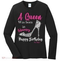 A Queen Was Born In February Birthday Women's Long Sleeve Shirt thumb 0