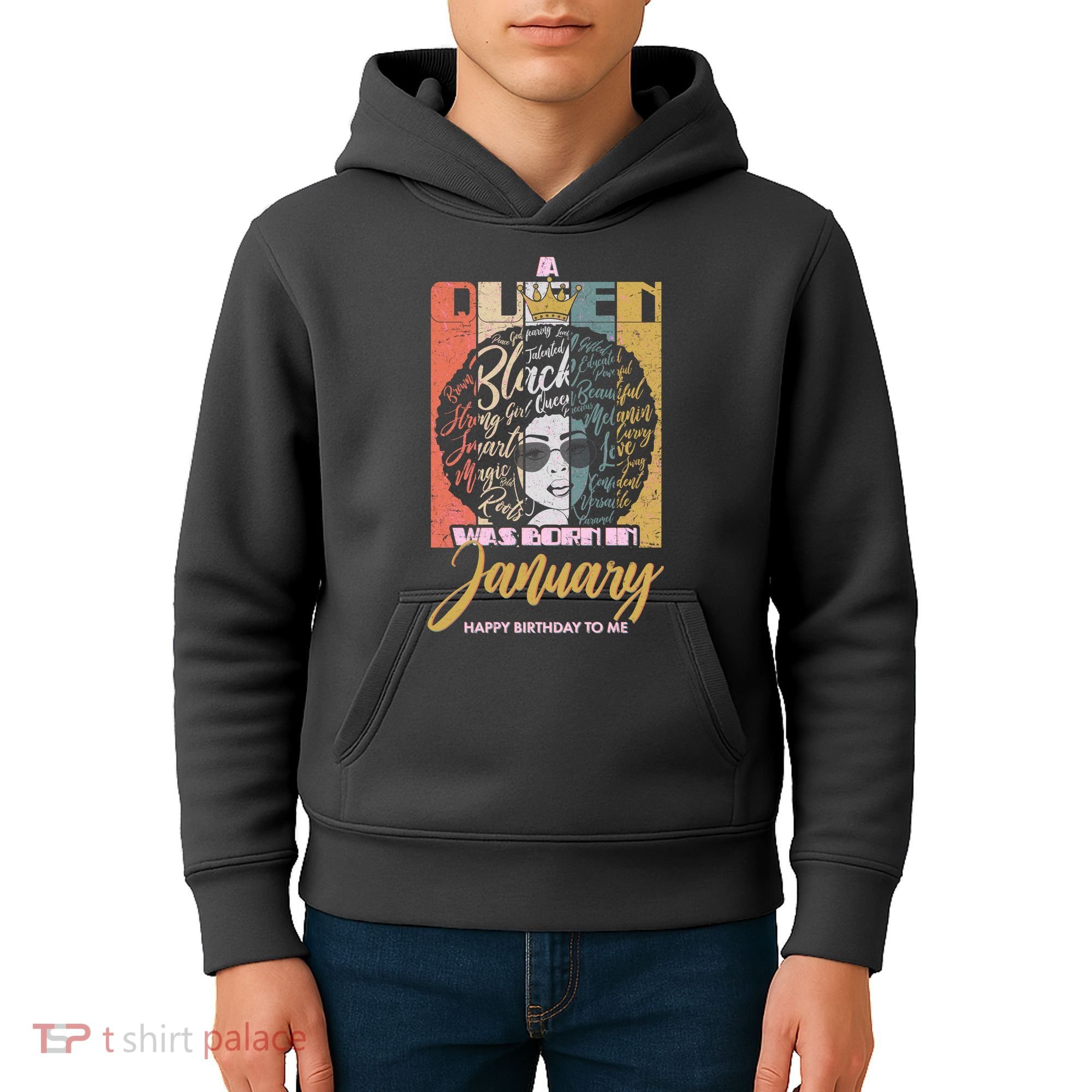 A Queen Was Born In January Kids Hoodie