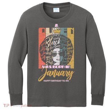 A Queen Was Born In January Kids Long Sleeve Shirt