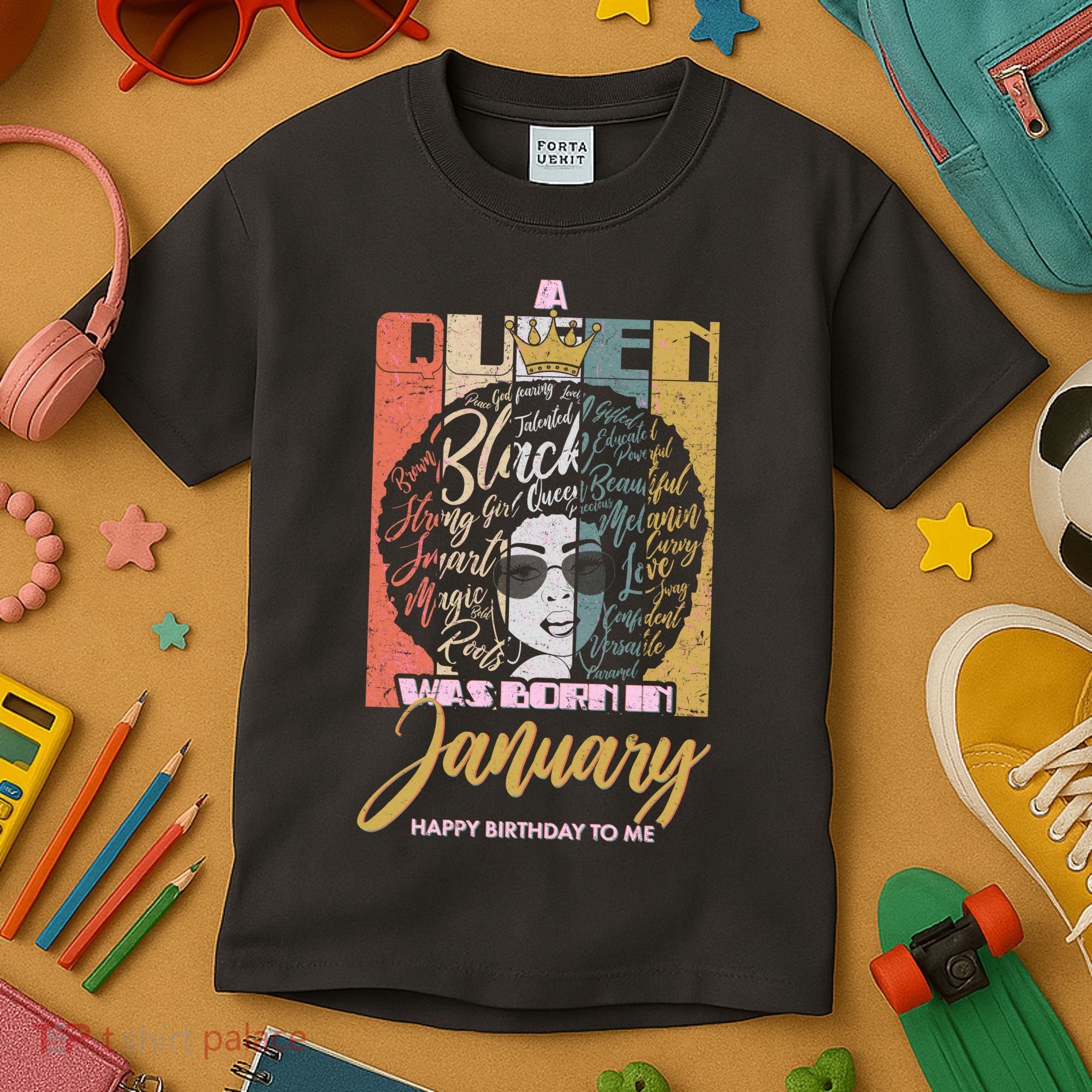A Queen Was Born In January Kids T-Shirt