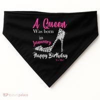 A Queen Was Born In January Birthday USA-Made Doggie Bandana thumb 0