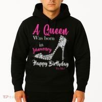A Queen Was Born In January Birthday Hoodie thumb 2