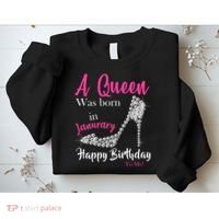 A Queen Was Born In January Birthday Sweatshirt thumb 2