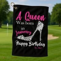 A Queen Was Born In January Birthday Golf Towel thumb 1
