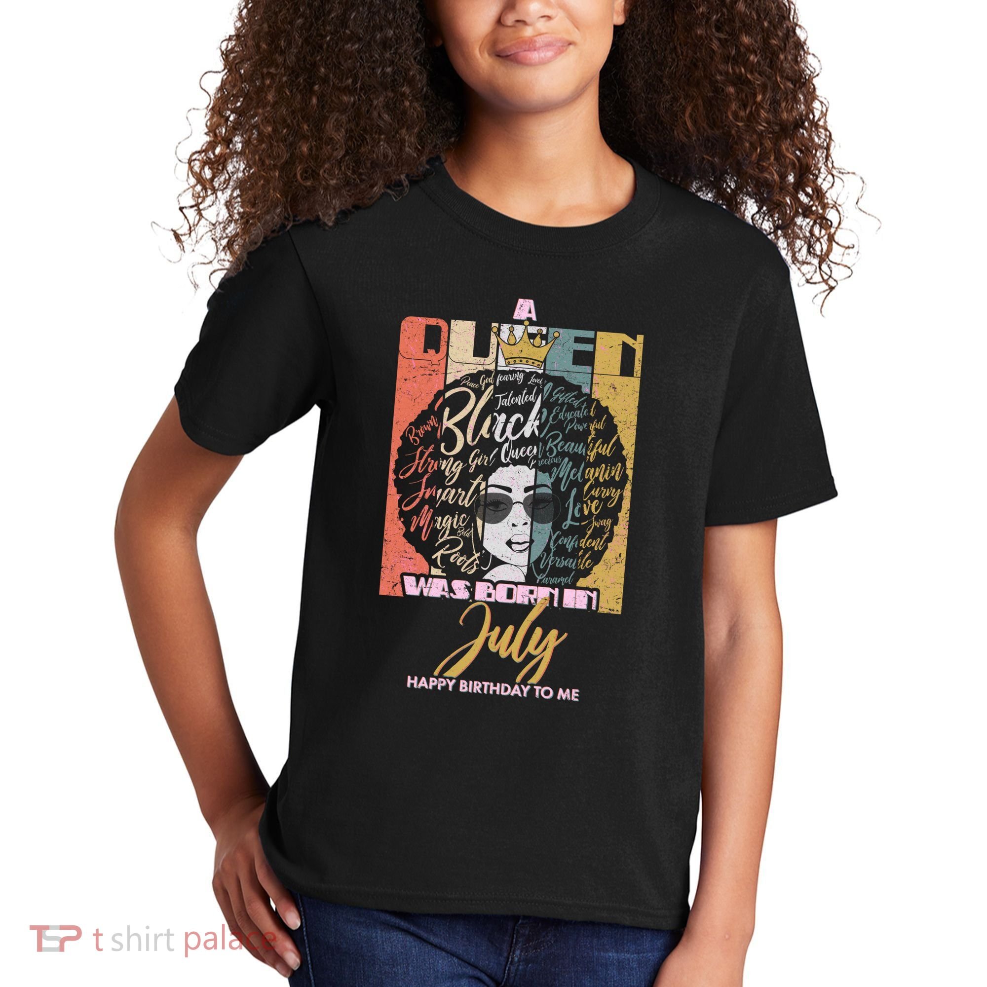 A Queen Was Born In July Kids T-Shirt