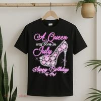 A Queen Was Born In July Fancy Birthday T-Shirt thumb 2