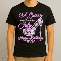 A Queen Was Born In July Fancy Birthday T-Shirt thumb 3