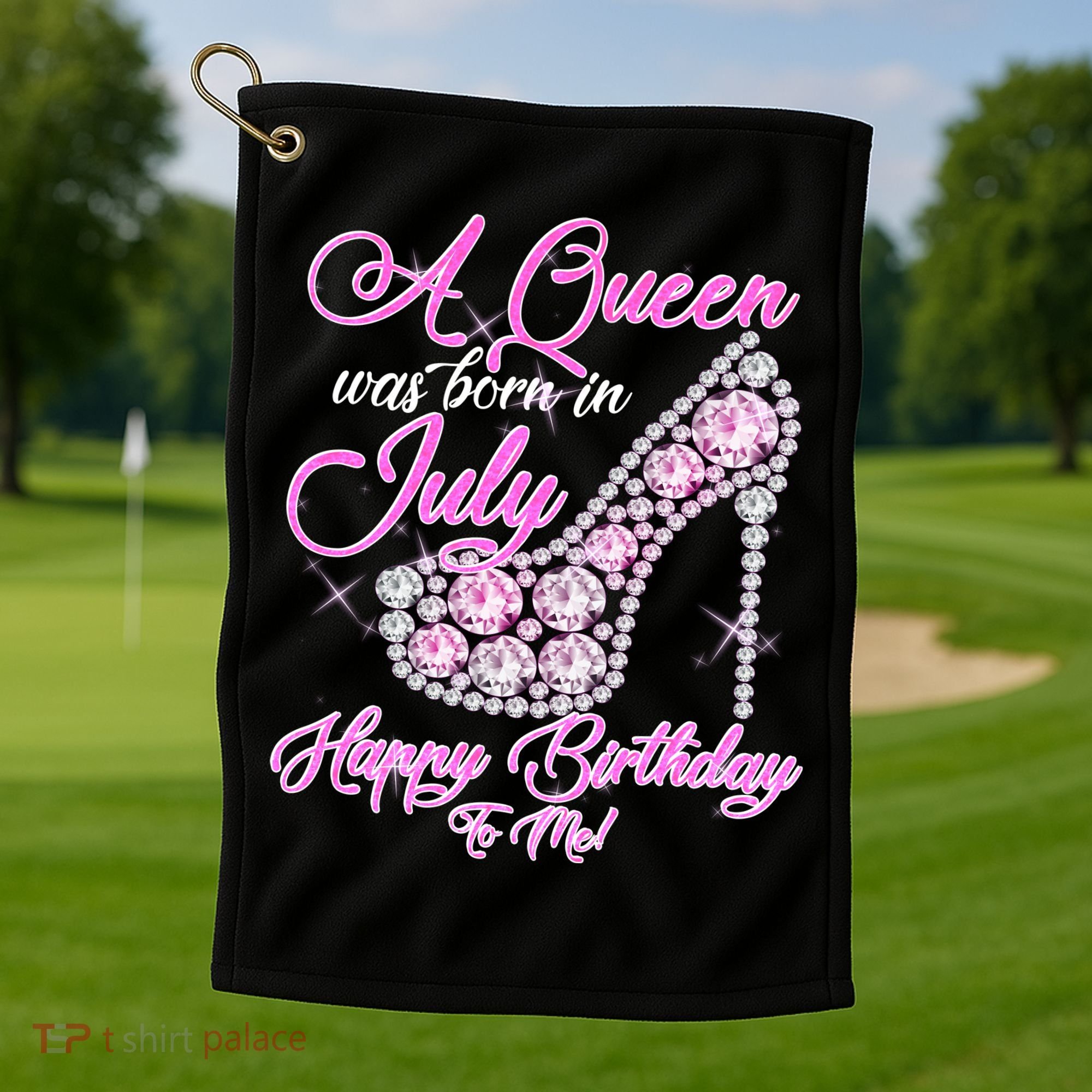 A Queen Was Born In July Fancy Birthday Golf Towel