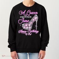 A Queen Was Born in June Fancy Birthday Women's Sweatshirt thumb 0