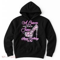 A Queen Was Born in June Fancy Birthday Hoodie thumb 0