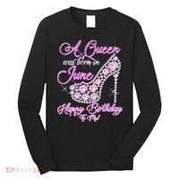 A Queen Was Born in June Fancy Birthday Long Sleeve Shirt thumb 0