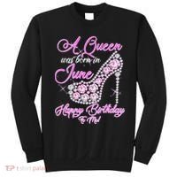 A Queen Was Born in June Fancy Birthday Sweatshirt thumb 0