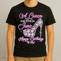 A Queen Was Born in June Fancy Birthday T-Shirt thumb 3