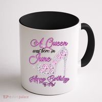 A Queen Was Born in June Fancy Birthday Coffee Mug thumb 1
