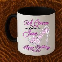A Queen Was Born in June Fancy Birthday Coffee Mug thumb 2