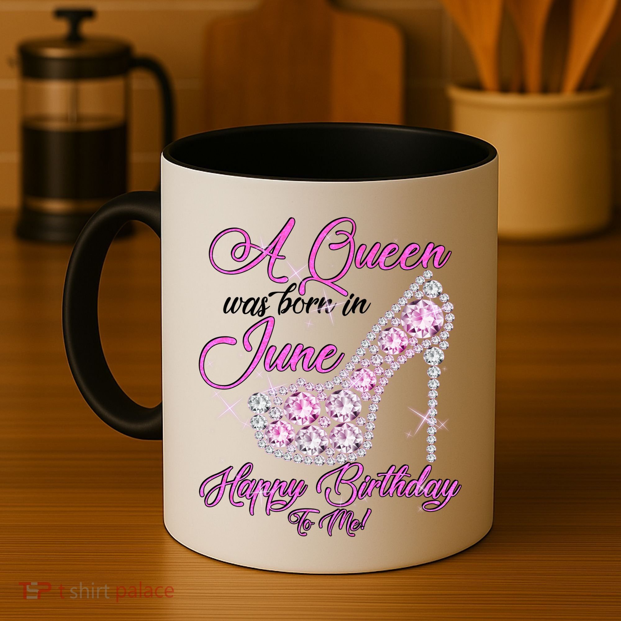 A Queen Was Born in June Fancy Birthday Coffee Mug