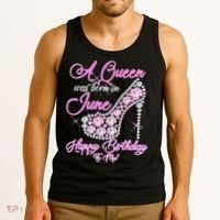 A Queen Was Born in June Fancy Birthday Tank Top thumb 3